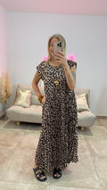 Robe Longue Plissée LOANA Léopard