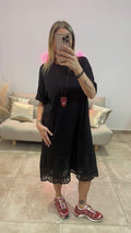 Robe MC Longue bas Dentelé CLAUDE Noir