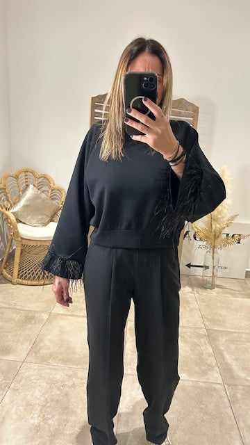 Sweat à Plumes POLLY Noir
