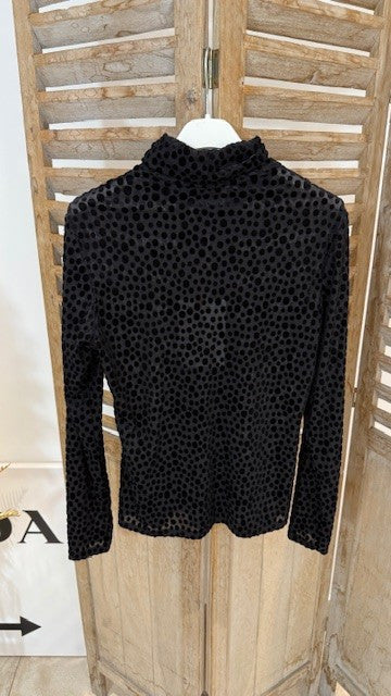 Top à Pois velours ALESSIO Noir