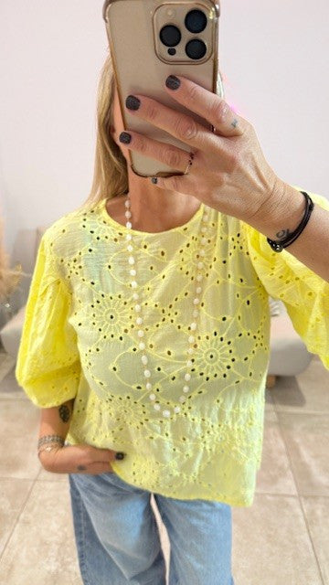 Top Broderies anglaises LONDON Jaune