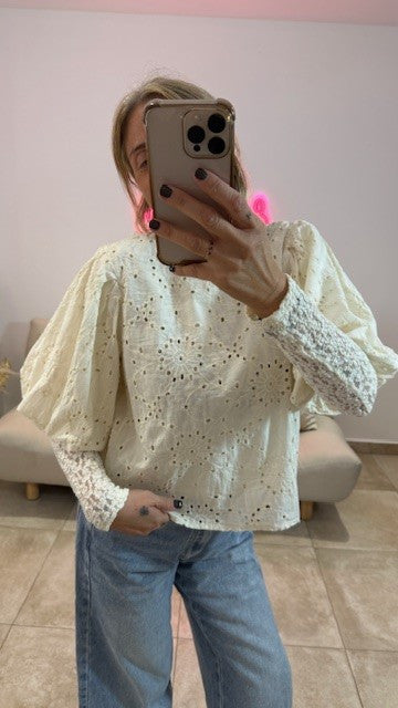 Top Broderies anglaises LONDON Ecru