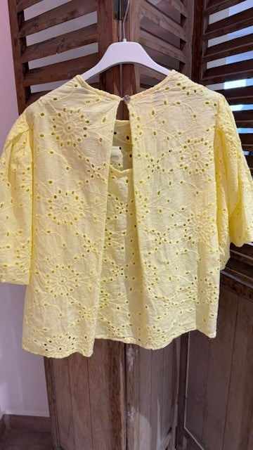 Top Broderies anglaises LONDON Jaune