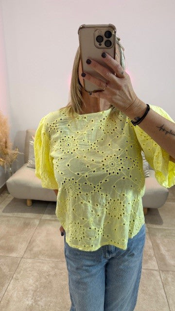 Top Broderies anglaises LONDON Jaune