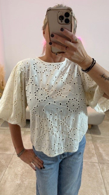 Top Broderies anglaises LONDON Ecru