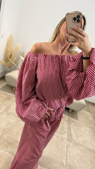 Top Bustier ML ANGEL Rayé Rouge