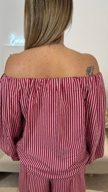 Top Bustier ML ANGEL Rayé Rouge