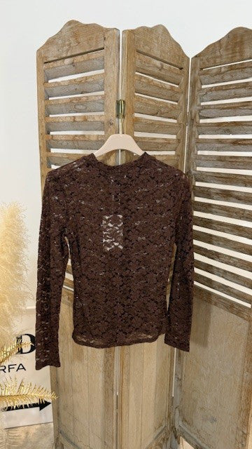 Top en Dentelle MACHA Chocolat