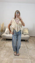 Blouse Romantique en Dentelle MUSE Beige
