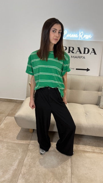 Top Rayé Epaulettes ANA Vert