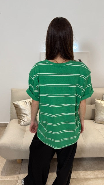Top Rayé Epaulettes ANA Vert