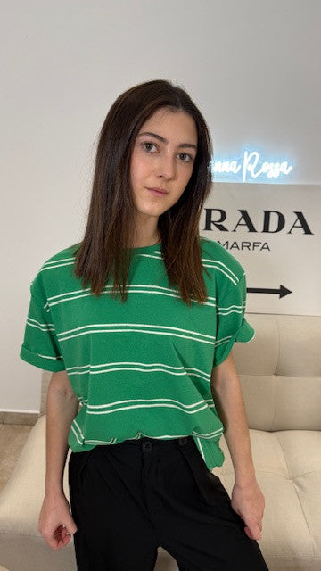 Top Rayé Epaulettes ANA Vert