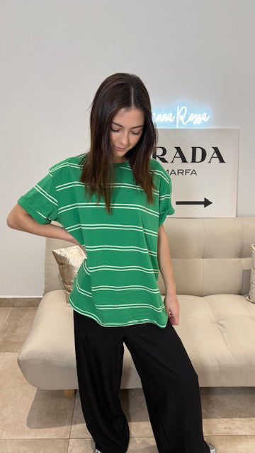 Top Rayé Epaulettes ANA Vert