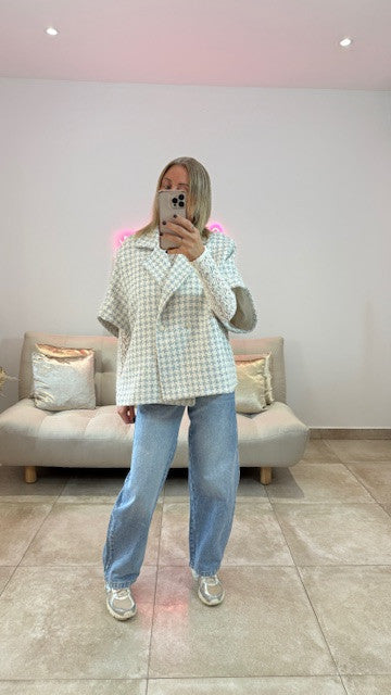 Blazer MC Croisé effet Tweed CHANEL Beige/Bleu